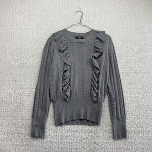 Soaked in Luxury Ruffle Textured Knit Romantic Sweater Wom Sz L Balletcore